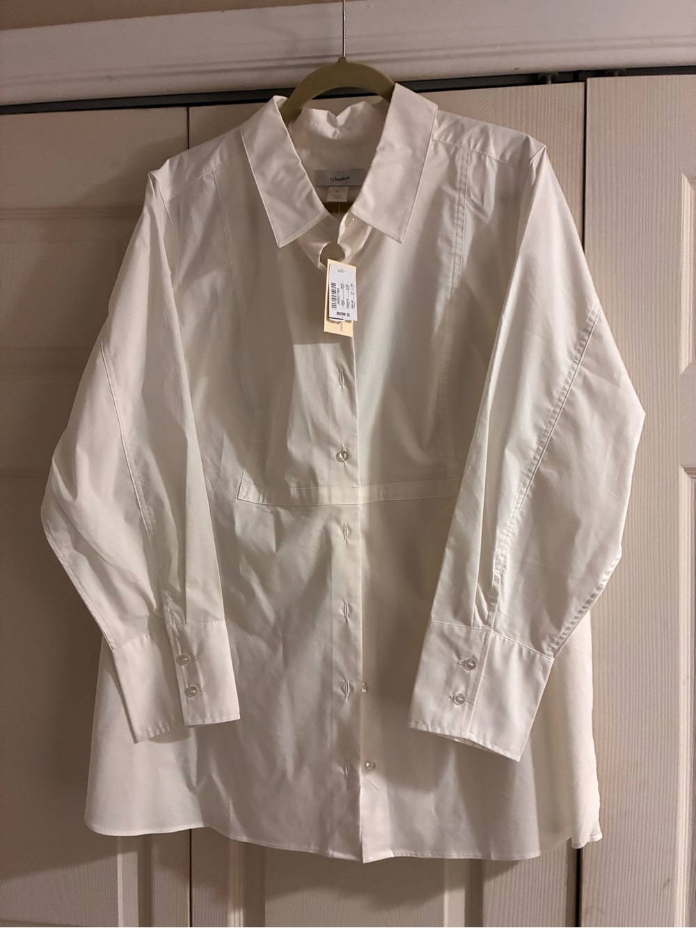 CJ Banks White Long-Sleeve Button Dress Shirt